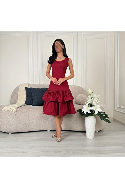 ALANOOD فستان قصير عنابي