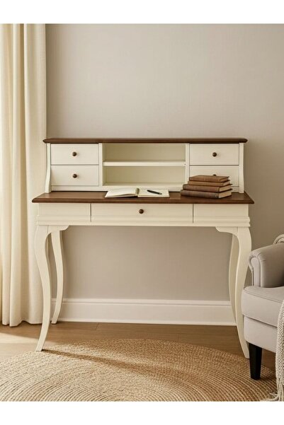 Gazzini Furniture Regis Rustik Still Raflı Ahşap Çalışma Masası 80x125