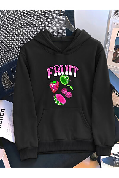 ALEYZA MODA Unisex Ανδρικό/Γυναικείο φούτερ με κουκούλα FRUT, πολύχρωμο, με ε...