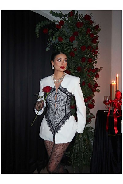 ESRAHELVACI Δαντελένια Λεπτομερής Ζακέτα βάτα τεμαχίων