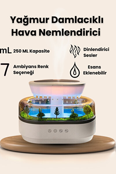 Yussraw Yağmur Damlası Görünümlü Hava Nemlendirici & Aroma Difüzörü - 7 Renk ...