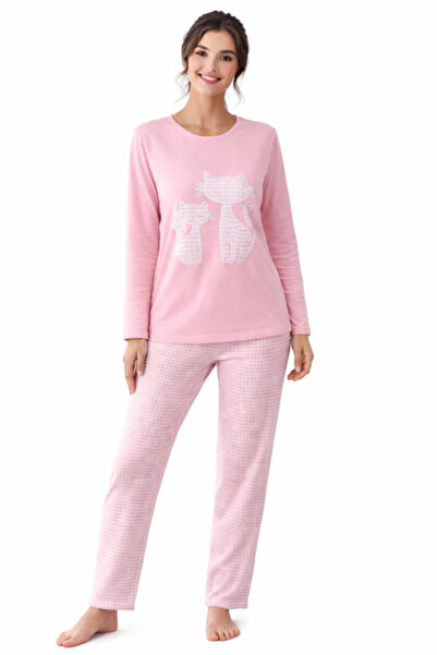 Enisa moda Women's Pink Cotton Pajama with Cat Print - Daily Comfort