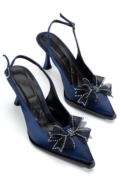 ELEVAM Pointed Toe Women's Heeled Shoes with Stoned Bow