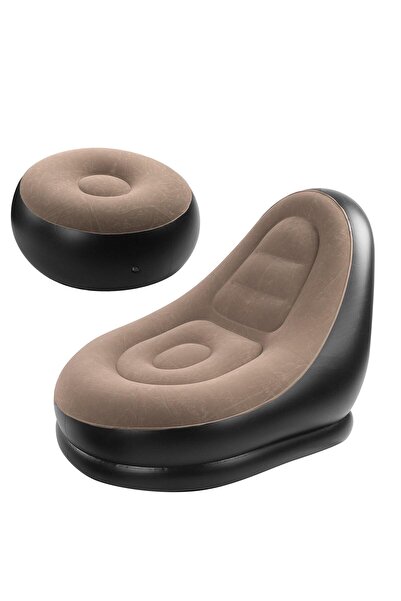 TodayShop Velvet Inflatable Armchair with Ottoman - Premium Relaxation Set fo...