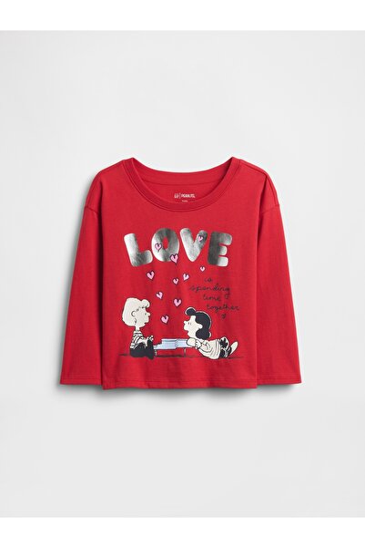 GAP Kız Bebek Kırmızı Relaxed Peanuts Grafik Baskılı T-Shirt