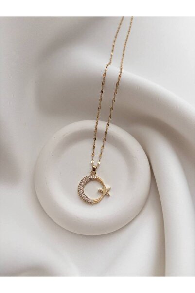 Minne Jewelry-Accessory Ay Yıldızlı Kolye - Çelik Ay Yıldızlı Kolye - Yıldız ...