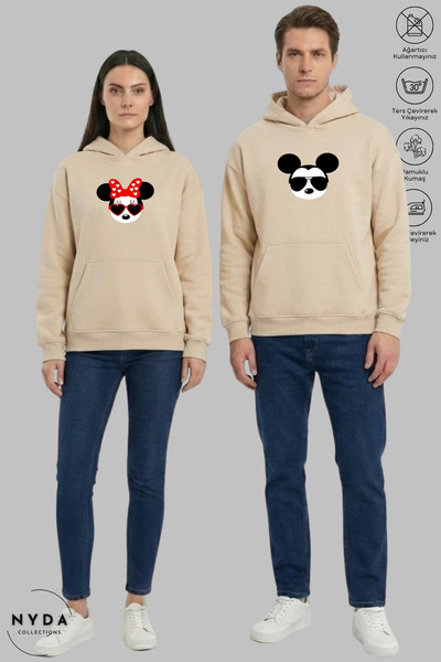 Nyda Collections Lover Couple Combination Mickey Minnie Printed Hoodie Hooded...
