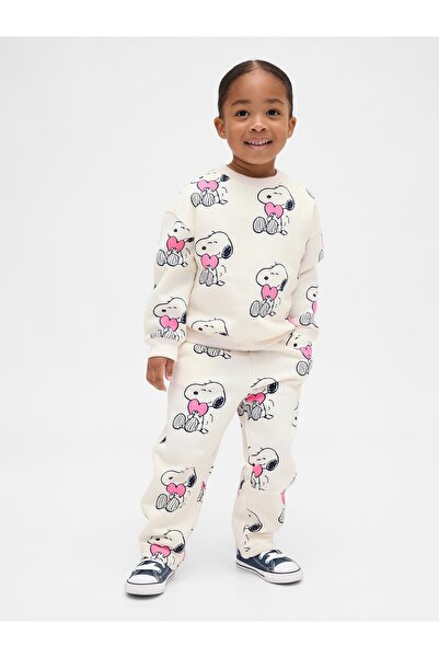 GAP Kız Bebek Krem VintageSoft Snoopy Barrel Eşofman Altı