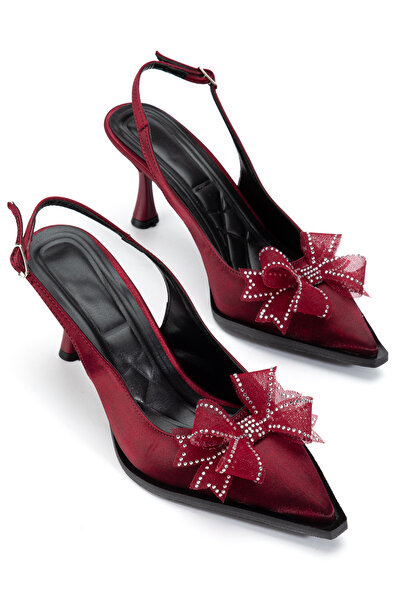 ELEVAM Pointed Toe Women's Heeled Shoes with Stoned Bow