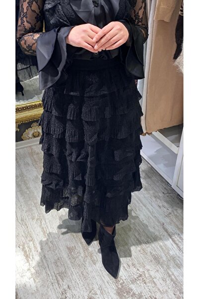 Aska Butik Katmanlı Simli Tütü Etek