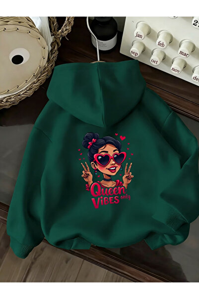 ALEYZA MODA Unisex Ανδρικό/Γυναικείο φούτερ QWEEN με πολύχρωμη ειδική στάμπα ...