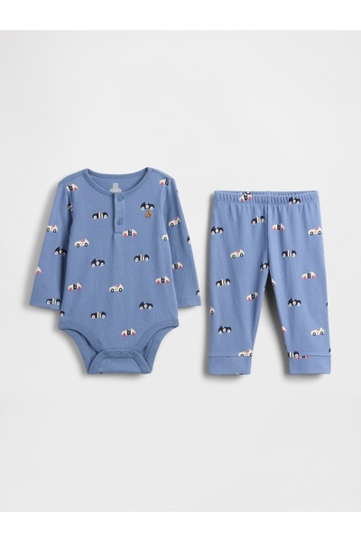 GAP Bebek Mavi First Favorites Organik Pamuk Bodysuit Outfit Set