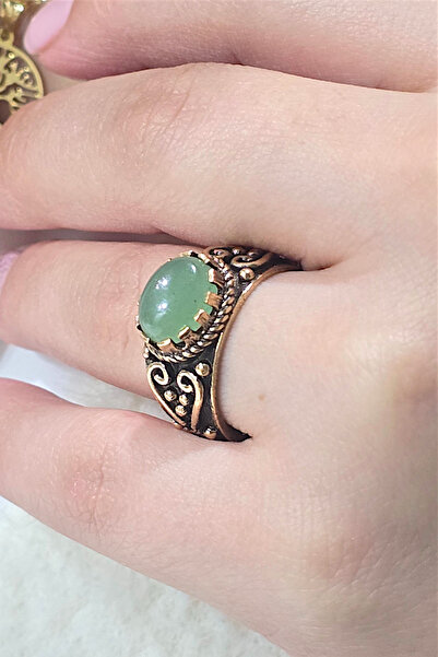 NBS Beautiful Naturel Stones Pure Copper Aventurine Adjustable Ring Vintage, ...