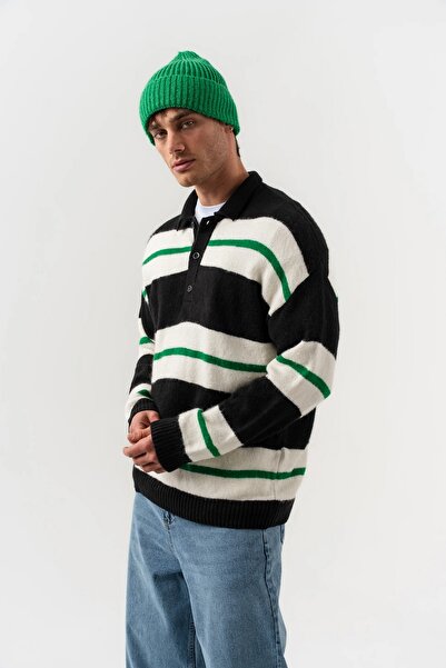 go gang own Πλεκτό πουλόβερ τριπλής πλέξης με λαιμόκοψη πόλο