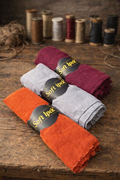 SOFT İPEK BAMBU KRAŞ ŞAL 3 ADET TURUNCU - GRİ - BORDO