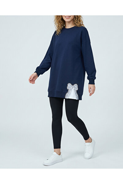 MİYALORA Fiyonk Detaylı Salaş Penye Tunik - Yuvarlak Yaka Modeli