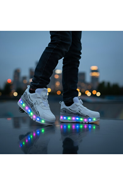 FeyzaDesign Renkli LED Işıklı Spor Paten Ayakkabı, Tekerlekli ve Ortopedik Ta...