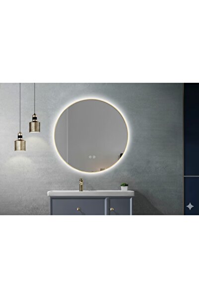 Fresh Colour Oglinda de baie cu LED LINES Gold 60cm, cu rama subtire aurie, d...