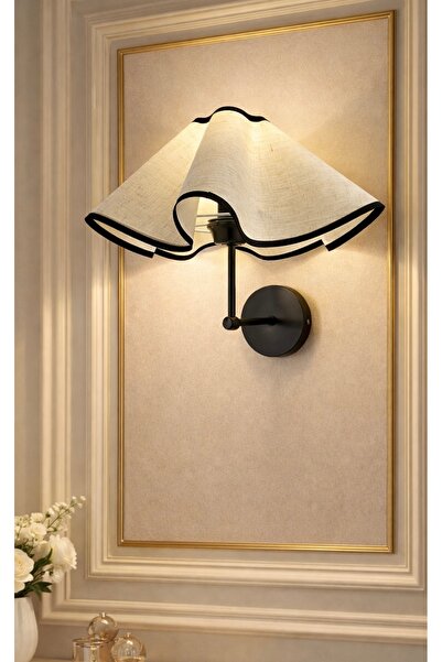 burenze Clara Abajur Duvar aplik E-27 Duy Elektrik İle Çalışır Siyah Gövde