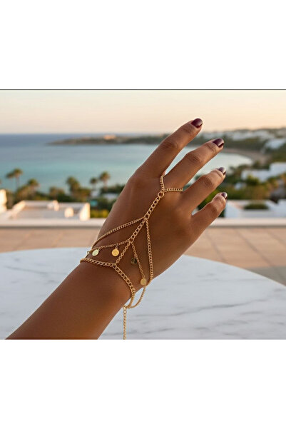 Shiklik Gold Color Metal Circle Model Women's Şahmeran