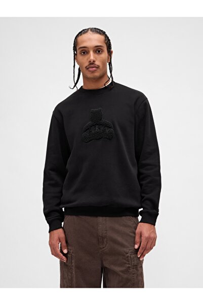 GAP Erkek Siyah VintageSoft Brannan Bear Logo Sweatshirt