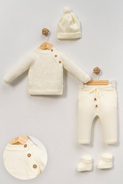 Riffy Baby Bebe Triko 4'lü Takım,Kazak-Pantalon-Şapka-Patik