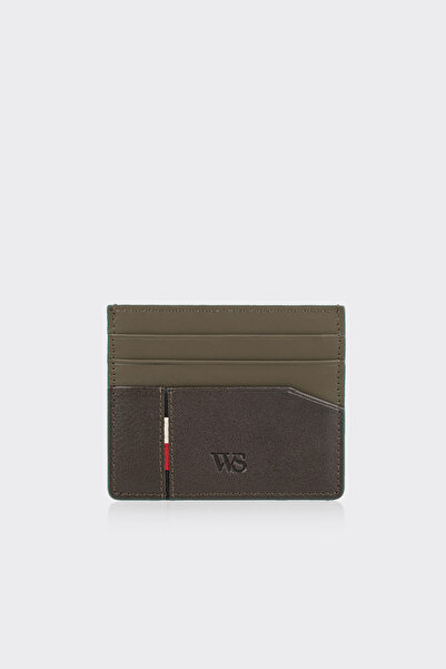 White Stone Khaki two-tone premium horizontal leather men's cardholder