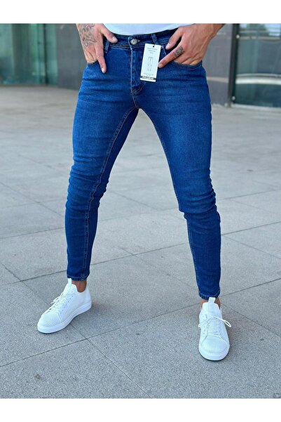 Ser Joven Men's Blue Slim Fit Lycra Jean Trousers