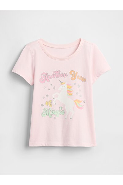 GAP Kız Bebek Pembe B-Day Grafik Baskılı T-Shirt