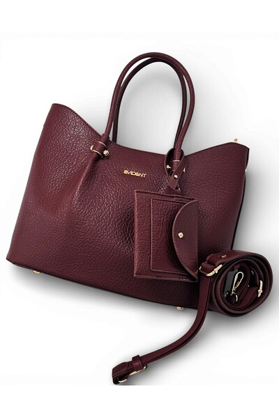 Evident Burgundy Women's Handbag with Wallet Charm and Adjustable Long Column...