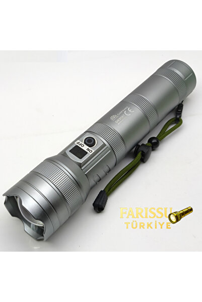 farissu GK9587 LED Lazer Silindir El Feneri 13000 Lümen Type-C Şarjlı
