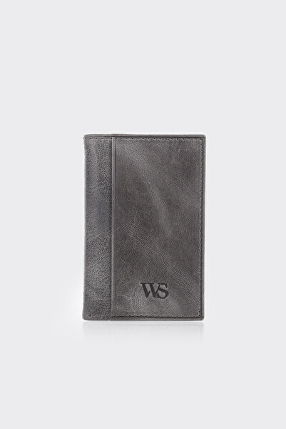 White Stone Gray Multi-Compartment Premium Vertical Leather Men's Card Holder