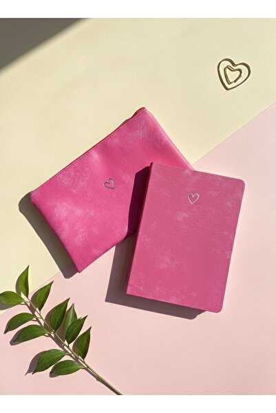 Lizy Sevgililer Günü Özel Set | Esnek Suni Deri Kapaklı Not Defteri & Makyaj ...