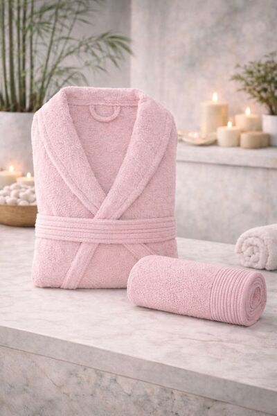 Binna Soft Soft Bliss Unisex Cotton Shawl Collar Towel Bathrobe Set