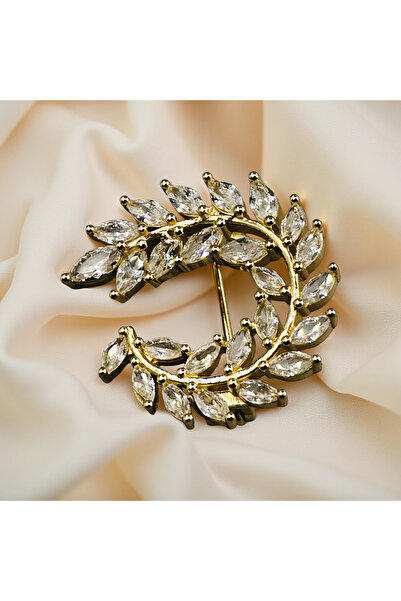 ZEY 925 Ayar Gümüş Zarif Yaprak Desenli Taşlı Broş – Şık ve Zamansız Aksesuar...