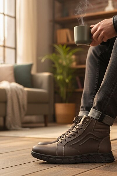 enoch حذاء رجالي برباط بتصميم رياضي من الجلد الطبيعي