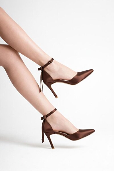 CRAFT MODA Pantofi stiletto de damă din satin, cu toc subțire, cu fundă și vâ...