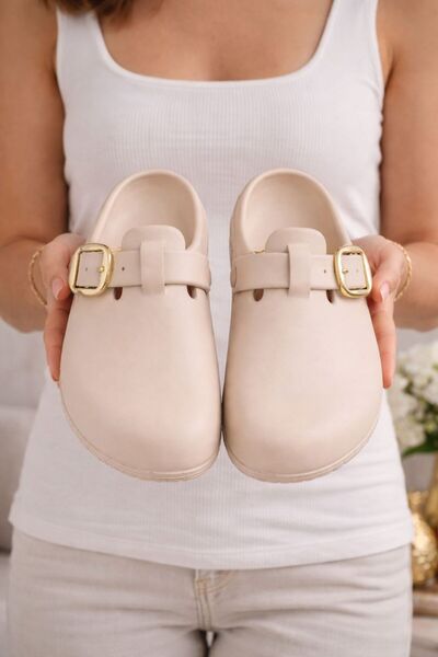 Babetty Önü Kapalı Masaj Tabanlı Anatomik Yumuşak Günlük Sabo Terlik Bej Krem