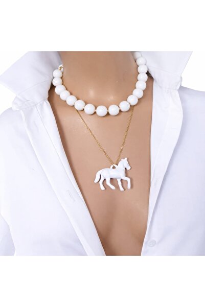 Sinem Şanlı Atelier Colorful Acrylic Beads & Steel Chain Double Necklace Set ...