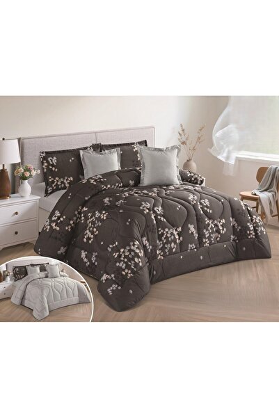 NAJMA Double bed sheet with a floral design, duvet with microfiber filling, s...