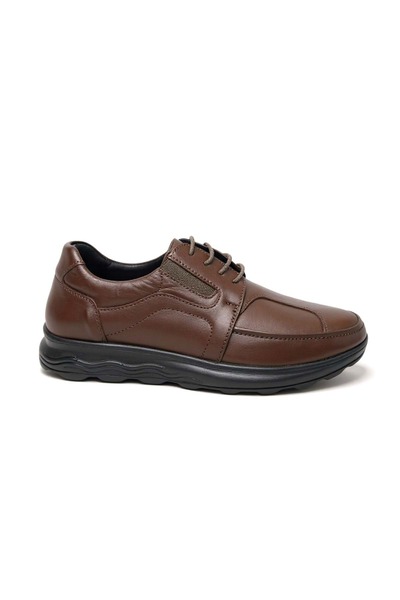 ayaktrendi Men's Leather Full Comfort Casual Shoes K572 - Brown - 44