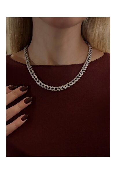 PALICE سلسلة قلادة من الفولاذ مرصعة بالزركون مرصّع بالأحجار مزدوج الوجهين