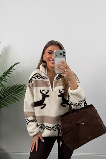 Tulipabutik Pulover din fleece cu model