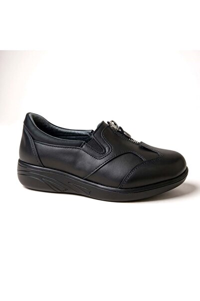 ayaktrendi Comfort Women's Leather Casual Shoes 4213 - Black - 40