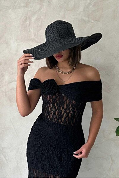 CKM MODA Rosenoir transparent lace blouse with shoulder detail black