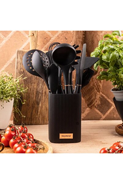 Klausberg Σετ σκευών κουζίνας, 12 τεμάχια, μαύρη σιλικόνη,
