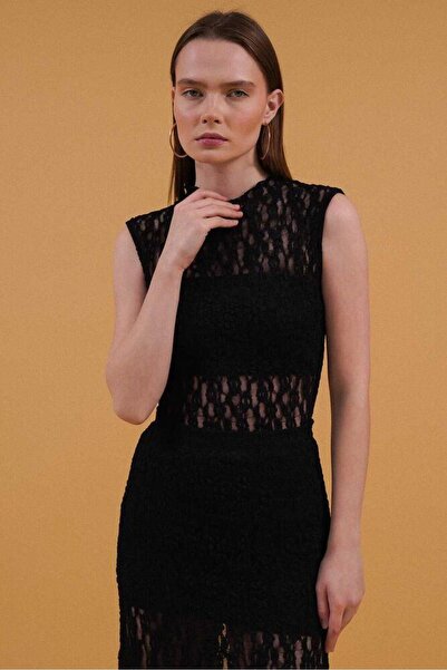 CKM MODA Tiva transparent lace blouse black