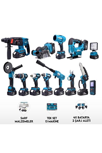 BRANZEG 13'Lü Onüçlü Şarjlı Matkap Seti Kömürsüz Motor