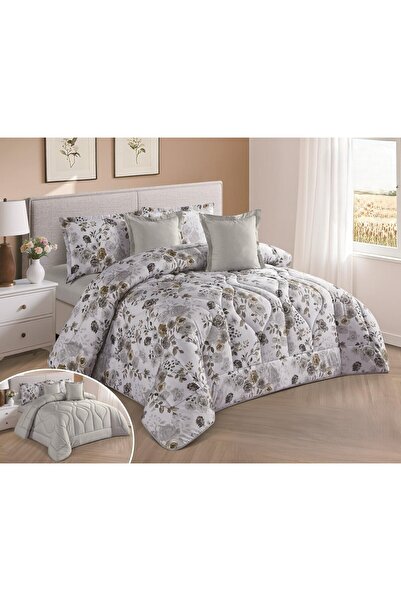 NAJMA Double bed sheet with a floral design, duvet with microfiber filling, s...