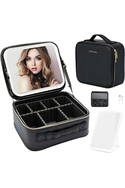 Türkiye Makeup Train Case with 3 Color Adjustable Brightness LED Mirror